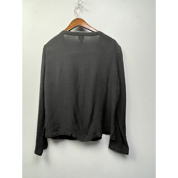 Eileen Fisher Shirt Womens Small Black Linen Blend Button Front Boxy Oversized‎ - Picture 2 of 6